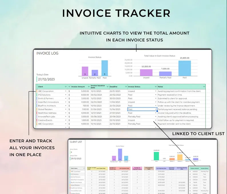 Ultimate Client Tracker CRM Template – Google Sheet & Ms Excel Versions