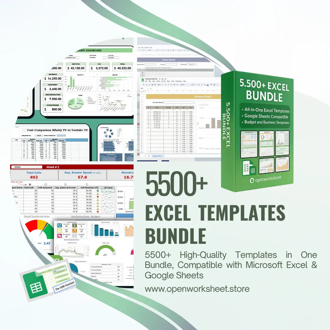 مجموعة ضخمة تضم أكثر من 5500 قالب Excel - جاهزة للميزانية والأعمال!