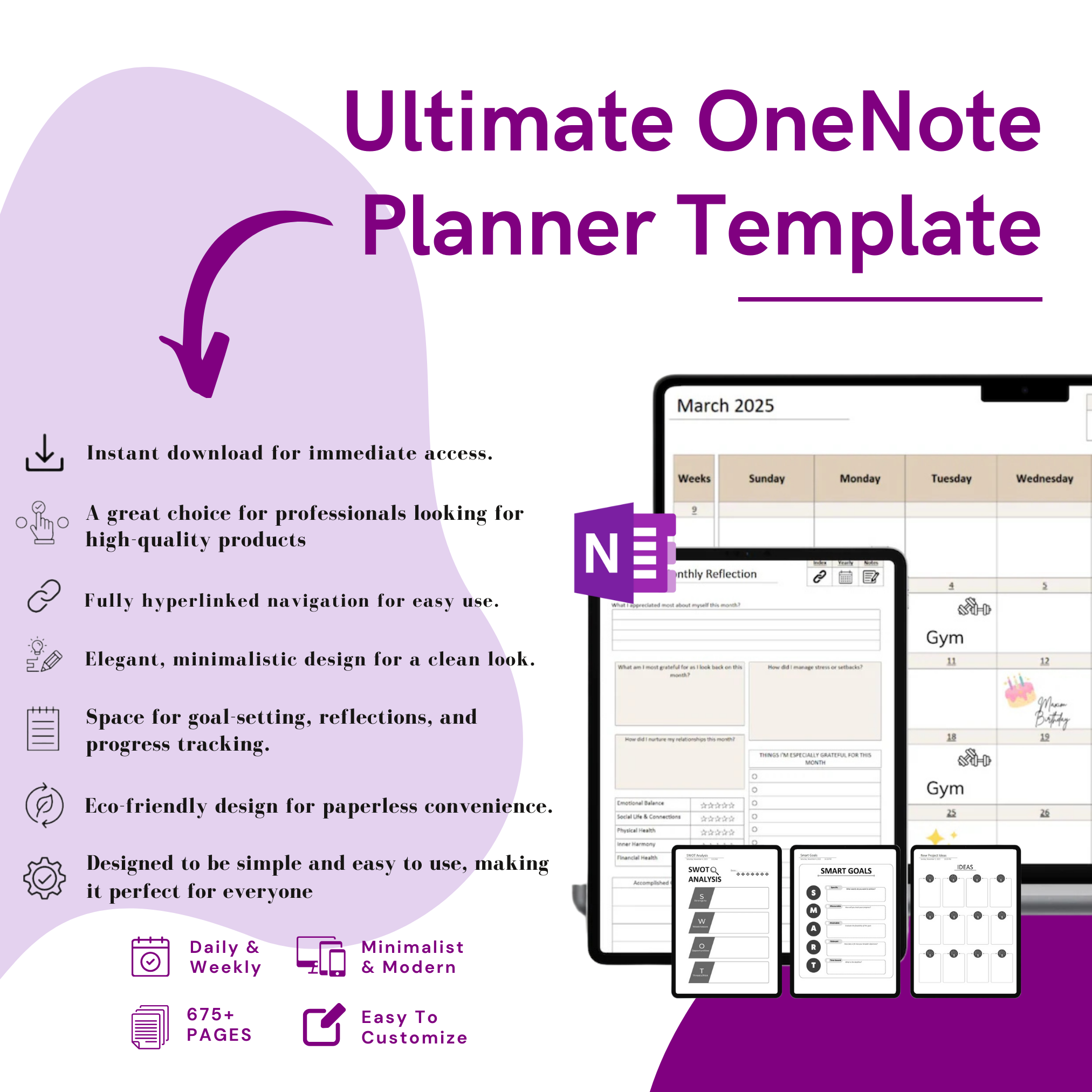All‑in‑One OneNote Digital Planner 2025 & 2026 | Fully Hyperlinked - Openworksheet