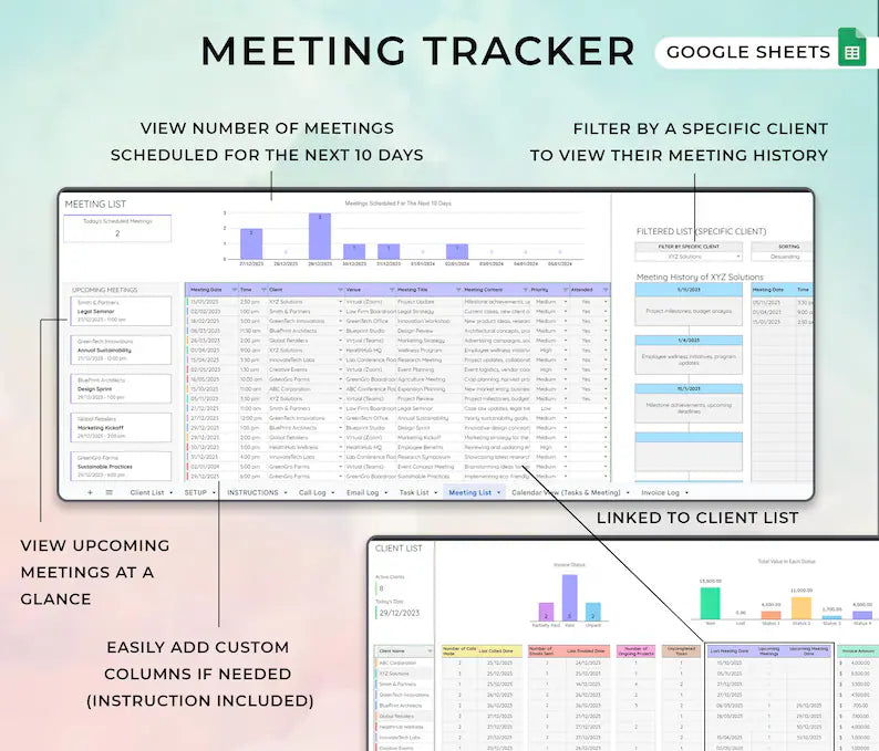 Ultimate Client Tracker CRM Template – Google Sheet & Ms Excel Versions