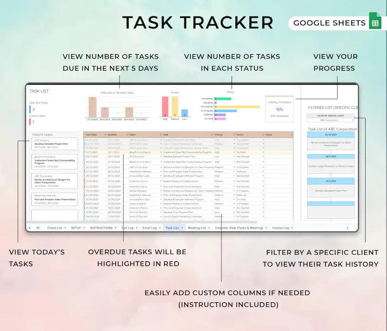 Ultimate Client Tracker CRM Template – Google Sheet & Ms Excel Versions - Openworksheet